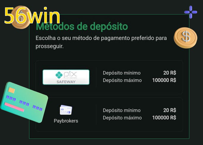 O cassino 56winbet oferece uma grande variedade de métodos de pagamento